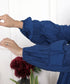 Royal Blue Solid Flared Dress with White Lace Detailing